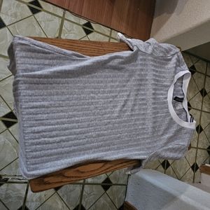 Divided H&M grey & white bodycon tshirt summer dress size 4 (XS-S)